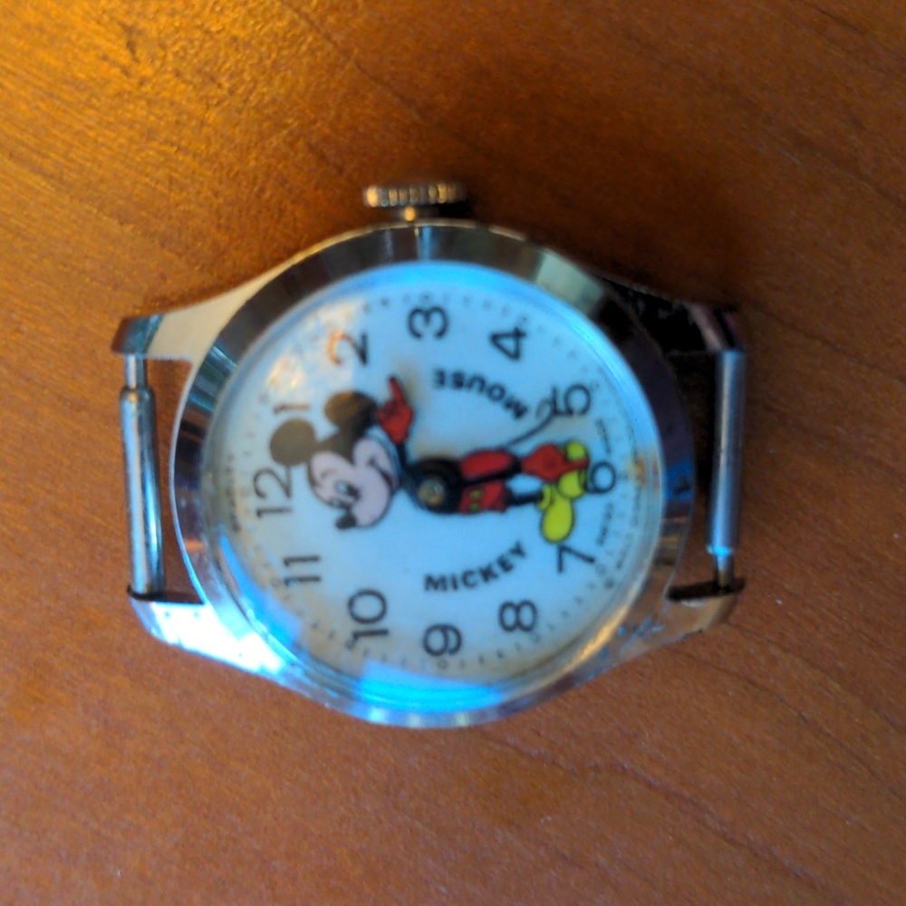 Vintage Mickey mouse wind-up watch Bradley, Swiss- WORKS!